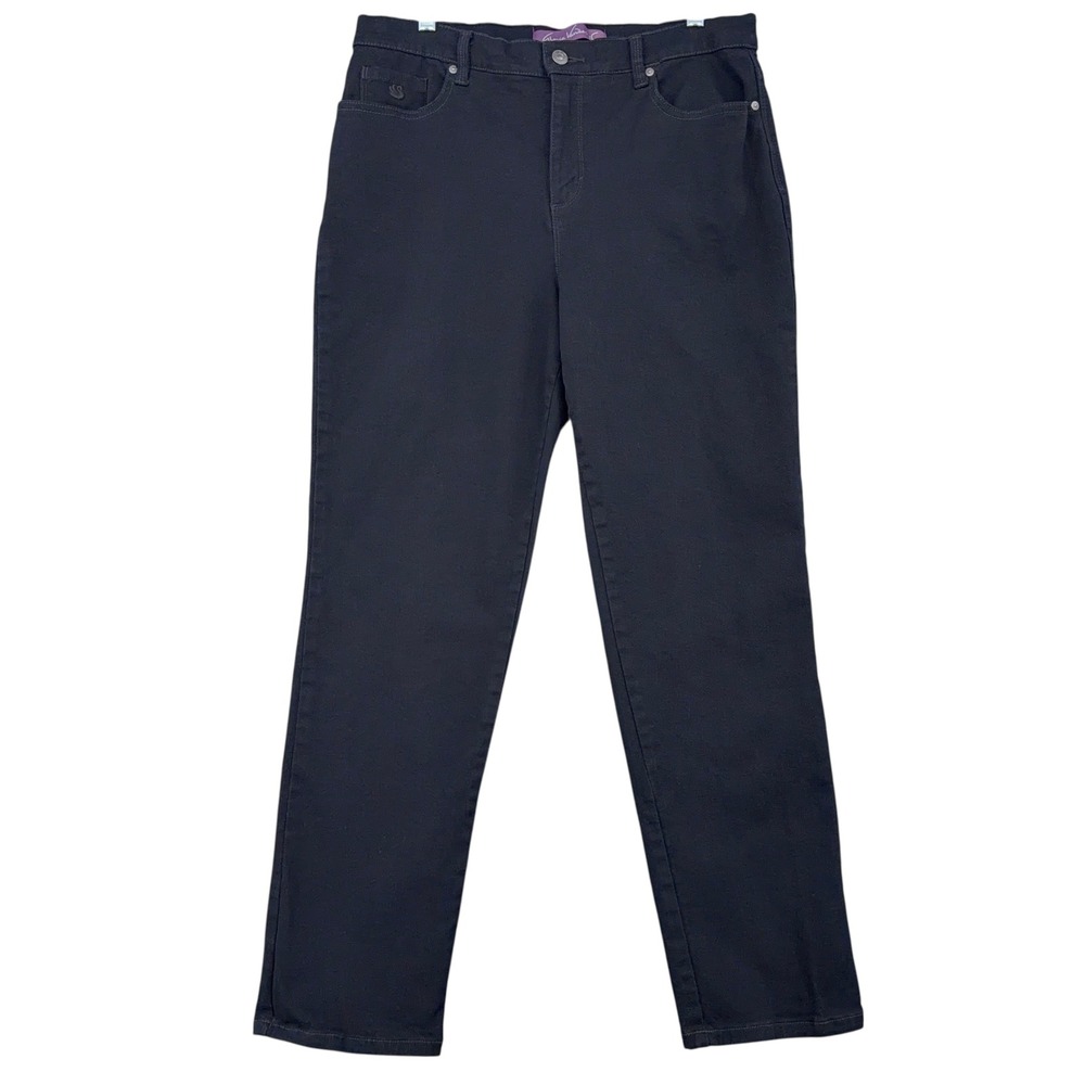Gloria Vanderbilt Amanda Jeans Womens Black‎ High Rise Tapered Stretch 12 Short